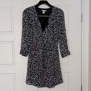 H&M Black and White Leaf Print Dress